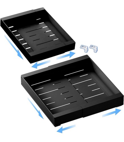 Pull Out Cabinet Organizer Expandable Drawer Easy Slide out Drawers Black
