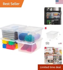 IRIS 4-Pack Storage Bins with Lids, 15 Quart, Shoe Boxes Clear Stackable Con...