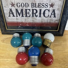 Vtg Box Of 11 Ge Small Round Red Blue Green White 7-12w Light Bulbs 7 Work