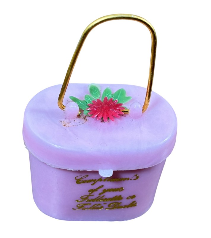 Vintage 1950s Fuller Brush Pink Rain Bonnet Basket Vanity Holder MCM