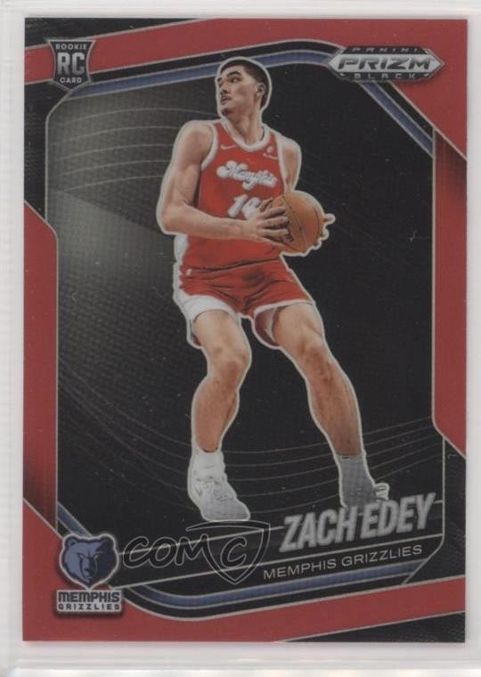 2024-25 Panini Prizm Black Red Prizm /299 Zach Edey #64 Rookie RC