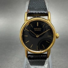 Seiko Watch Women 20mm Black Dial Gold Tone Round Vintage 1N00-0F69 New Battery7