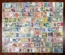 Large lot World Banknotes! 100 different notes from 35 different countries! UNC
