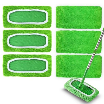 6 Pack Reusable Microfiber Mop Pads Compatible with Swiffer Sweeper, Washable...