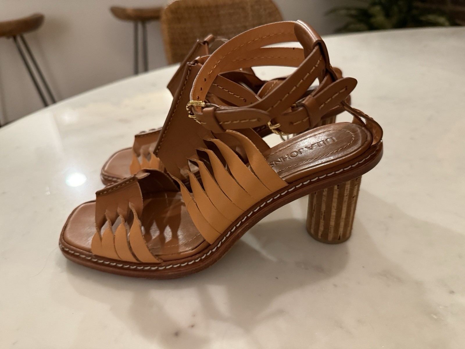 Ulla Johnson Meerkat Madeira Twisted Contrast High Heel Resort Size 37 (7 US)