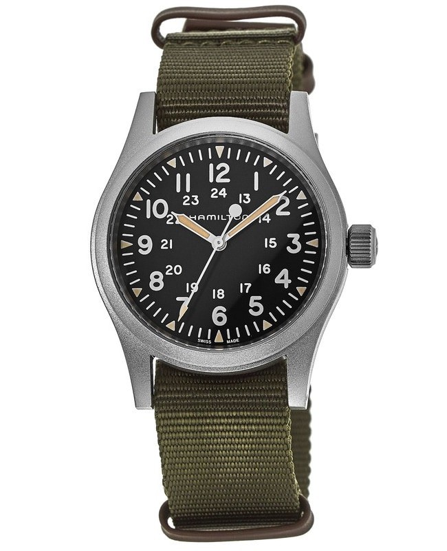 Hamilton Khaki Field Mechanical Men's Watch Black Dial Fabric Strap H69439931