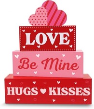 Valentine  s Day Decorations, 4 Pcs Wooden Valentine  s Day Table Decorations,