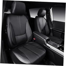 CAR PASS Nappa Leather Car Seat Covers, 3D Foam Support Faux Two Front Black
