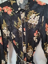 *Unworn* Stunning V by VERY black &floral dress, kimono/jacquard/silky - Size 18