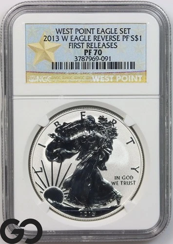 2013-W American Eagle Silver Dollar, 1oz Fine Silver, Reverse PROOF NGC PR 70