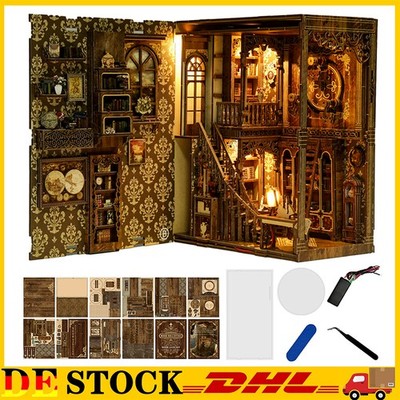 DIY Book Nook Kit Puppenhäuser Miniatur Haus 3D Kit mit Möbeln und LED-Licht NEU