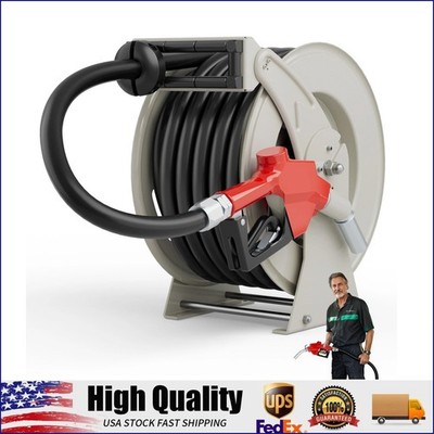 66' x 3/4'' Fuel Hose Reel with Auto Refueling Gun Retractable Diesel Hose Reel