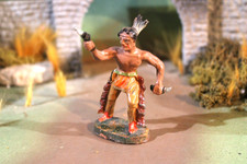 RARE Elastolin North American Indian Brave Toy Figure w/pistol  knife-Germany