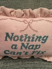 Cupcakes and Cashmere “Nothing A Nap Can’t Fix” Needlepoint Pillow