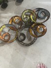Metal Wall Art Abstract Circles Rustic Brown Green Red Cream Tan -Two available — photo 1