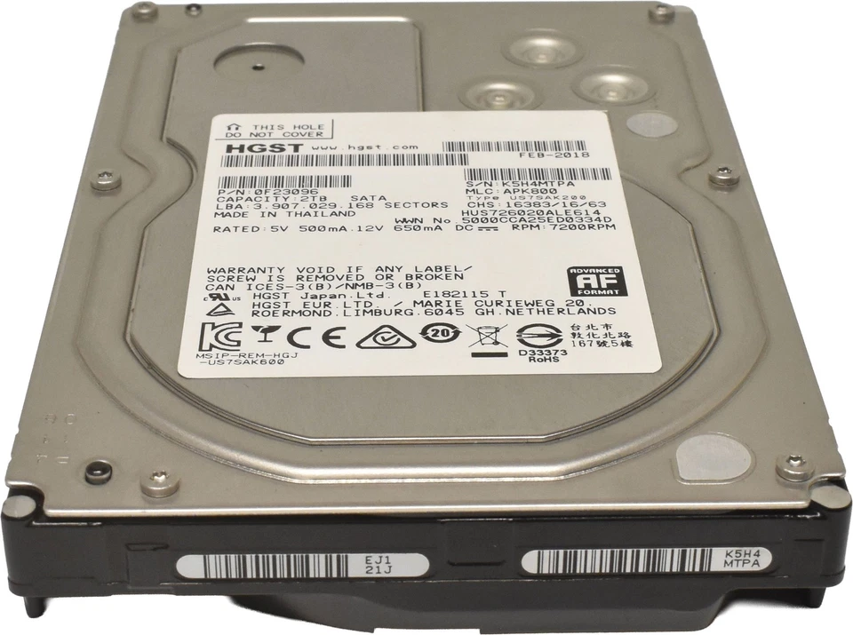 HGST 2TB 3.5" 7.2K 6G SATA HDD Festplatte HUS726020ALE614 0F23096 - Bild 3 von 4