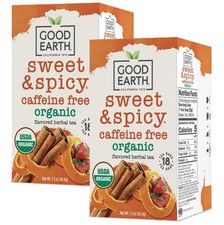 Good Earth Teas ORGANIC SWEET  SPICY Caffeine Free Herbal 18 Count 2 Pack 