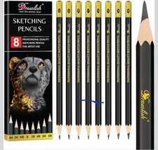 Set of 8 Drawlish Sketching Pencils,  B 2B 4B 6B 8B HB 2H 4H Drawing Shading