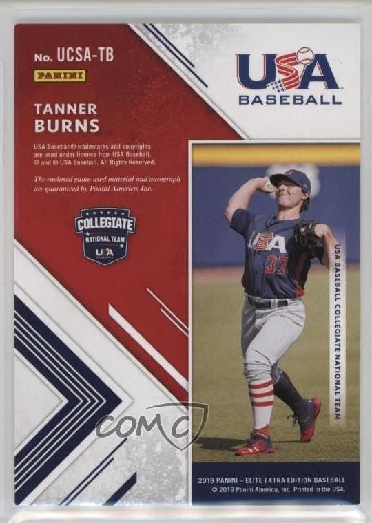 2018 Elite Extra Edition USA Collegiate Silhouette Gold /49 Tanner Burns Auto - Image 2 of 2