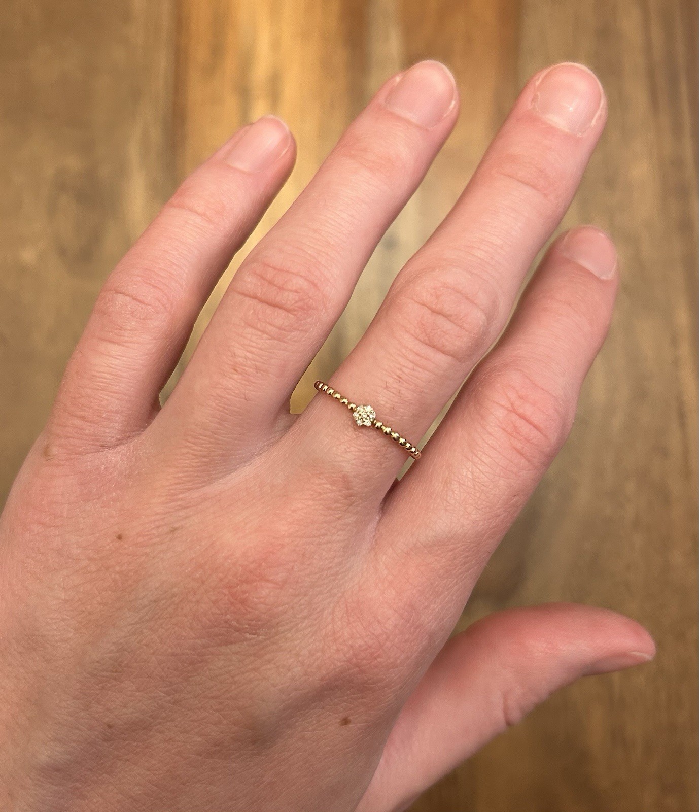 Solid 10k Rose Gold Beaded Stacking Ring Size 7 - image 3