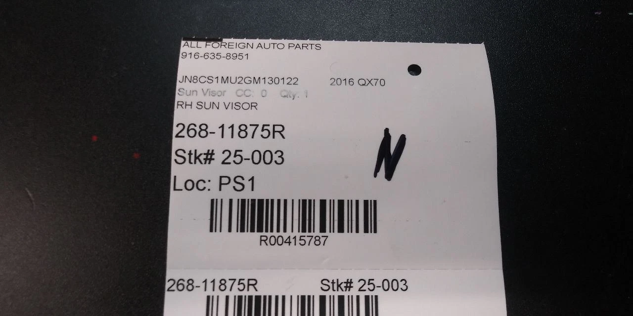  passenger sun visor oem 