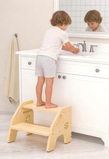 Toddler Step Stool Wooden 2 Step - Non-Slip Kids Stool for Bathroom Sink with...
