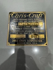 VINTAGE CHRIS CRAFT STEEL MARINE PLATE AUTHENTIC WOOD BOAT PART