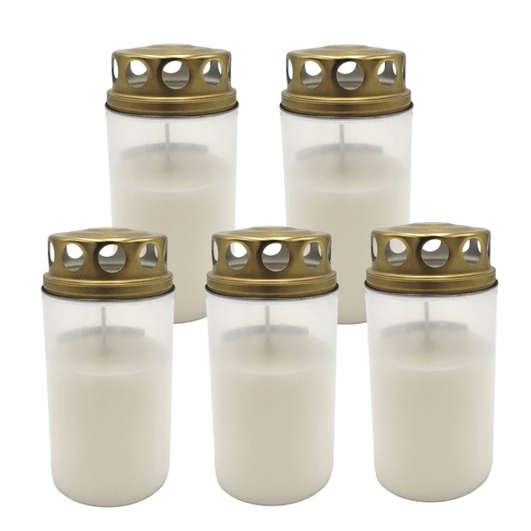 5X Grabkerze Weiß Grablicht Gedenkkerze Trauerkerze 3-Tagebrenner Grableuchte-image