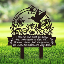 Hummingbird Grave Marker Cemetery Decorations for Grave Metal Memorial Grave