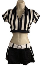 The Line Up Pro Cheer Dance NFL NBA NHL Black White Referee Audition Uniform M