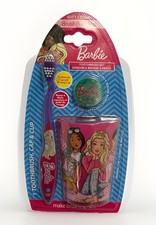New Kids Pink Barbie Brush Buddies Toothbrush Set W/ Cap  Cup