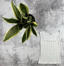 Anne Fontaine Ivory Textured Size 40 Sleeveless White Luxury Tank Trotter Top
