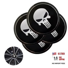 1 Pack 4 Pcs Car Hub Center Cap Decal, Wheel Cover Skull Pattern Black