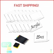15 Pcs Acrylic Mini Chalkboard Labels for Food, 3X5 Inch Food Label Table Sign C
