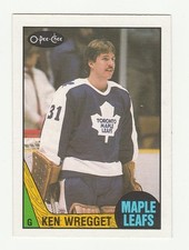 1987-88 OPC #242 KEN WREGGET ROOKIE CARD, LEAFS, NRMT/MT. rookie card picture