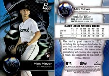 Max Meyer 2023 Bowman Platinum Rookie Card #14 Marlins RC. rookie card picture