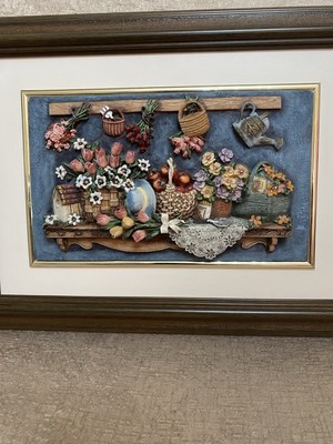 Rare Vintage Shdehill 3D Potting Shed Floral Shadow Box/ Picture/Wall Art
