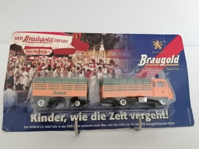 Braugold Werbetruck 1:87 - Robur LO 3000 Nostalgie Hängerzug Bierkisten - OVP