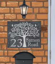 Personalised Tree slate  house door plaque, sign, slate, engraved,