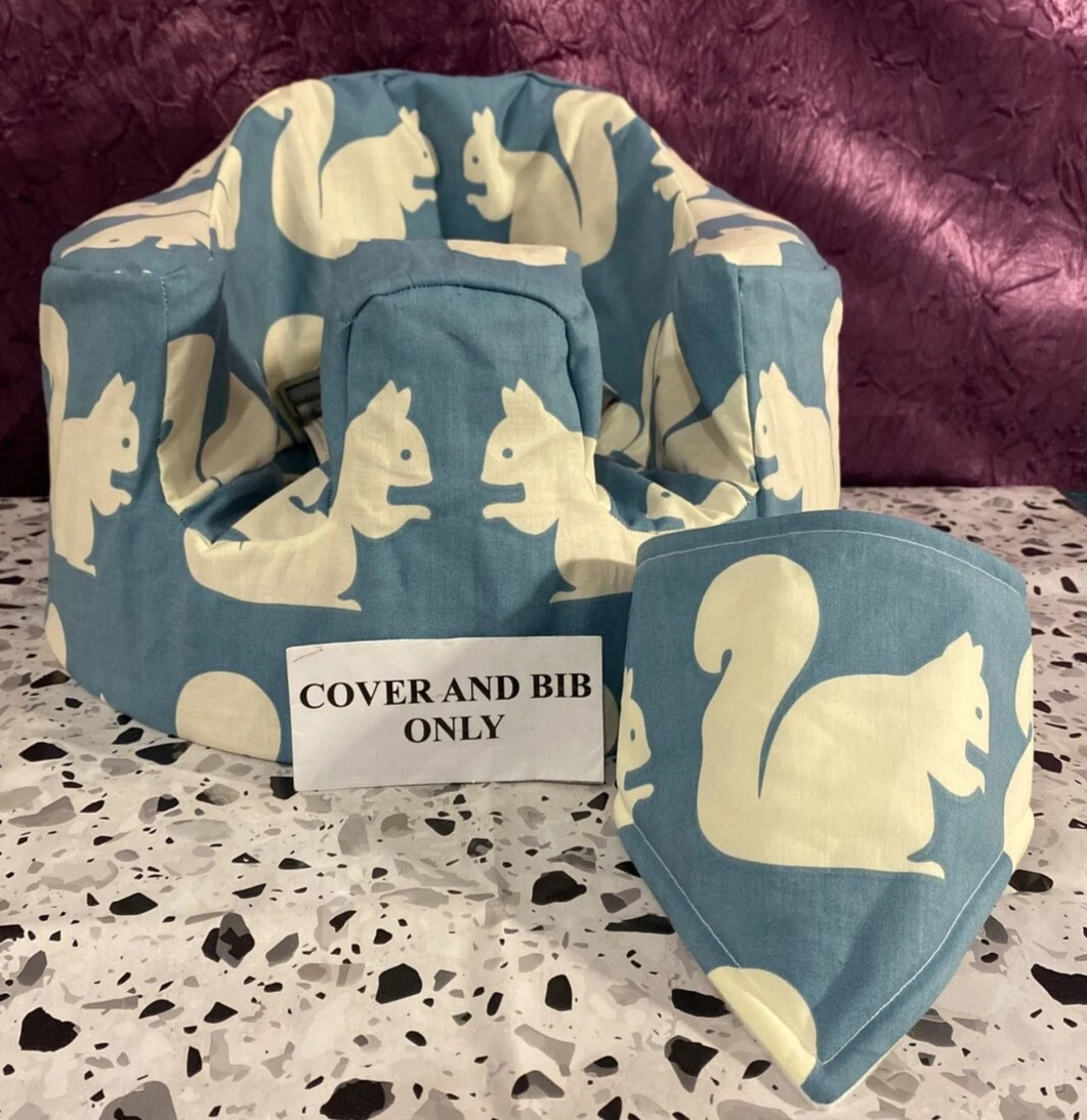 handmade cover with harness holes for bumbo seat and bib blue