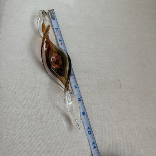 Signed Blown Glass Suncatcher Ornament Spiral Twist 10” x 2” Rust, Amber, Copper - Picture 24 of 24