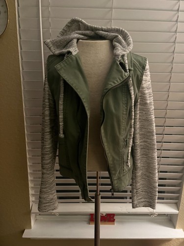 Mossimo Supply CO Jacket Small Petite Green Womens Casual Cotton Full Zip Hooded - Picture 4 of 5