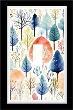 ABSTRACT TREES #1 WATERCOLOR LIGHT SWITCH COVER PLATE OR OUTLET COVER