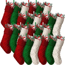 24 Pcs Mini Christmas Stockings Bulk 8.3 Inch Knitted Xmas Stockings Small Firep