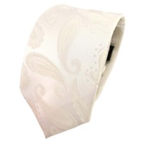Tigertie Designer Krawatte Creme Beige Cremeweiß Paisley - Schlips Binder Tie