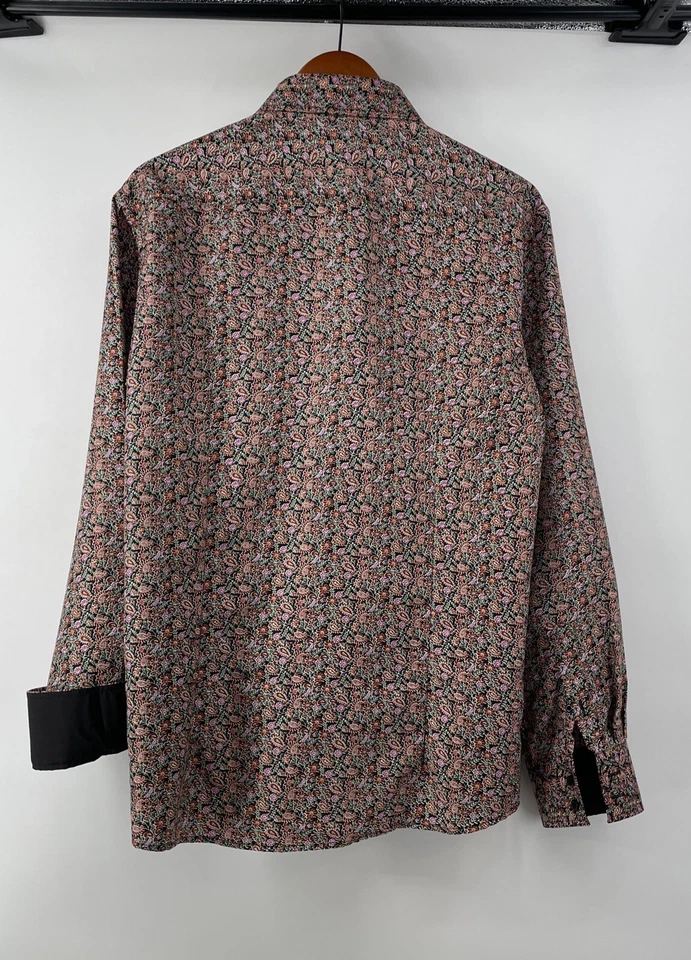 Elie Balleh Button Up Shirt Men’s Medium Slim Fit Floral Groovy Party Paisley - Image 3 of 4