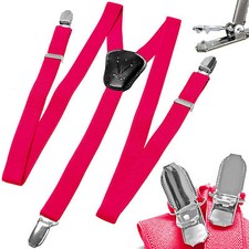 New Y back Kid's Boy's Suspender Braces adjustable strap clip on casual hot pink
