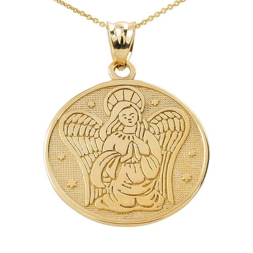 10k Solid Two Sided Yellow Gold Praying 