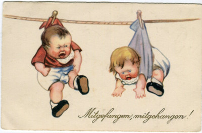 Oblaten scrap  chromo Karte Jugendstil Kinder Leine MB Serie 2865 13,9 cm