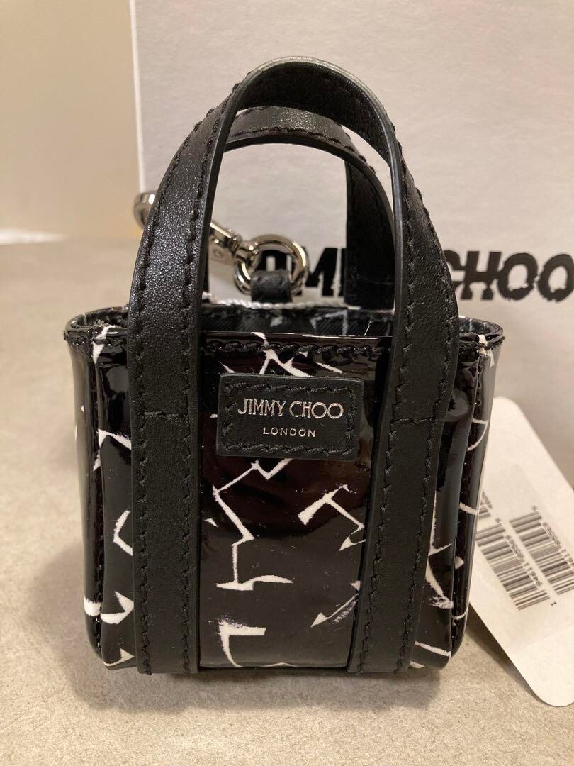 Jimmy Choo Eric Haze Collab Micro Mini Tote Bag Pouch Charm Black 